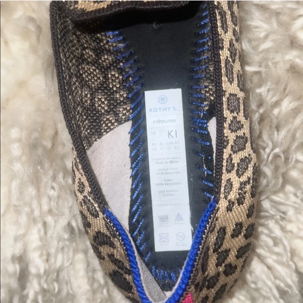 Rothy's Leopard Patterned Slip-Ons with Blue and Pink Accents - Picture 7 of 13